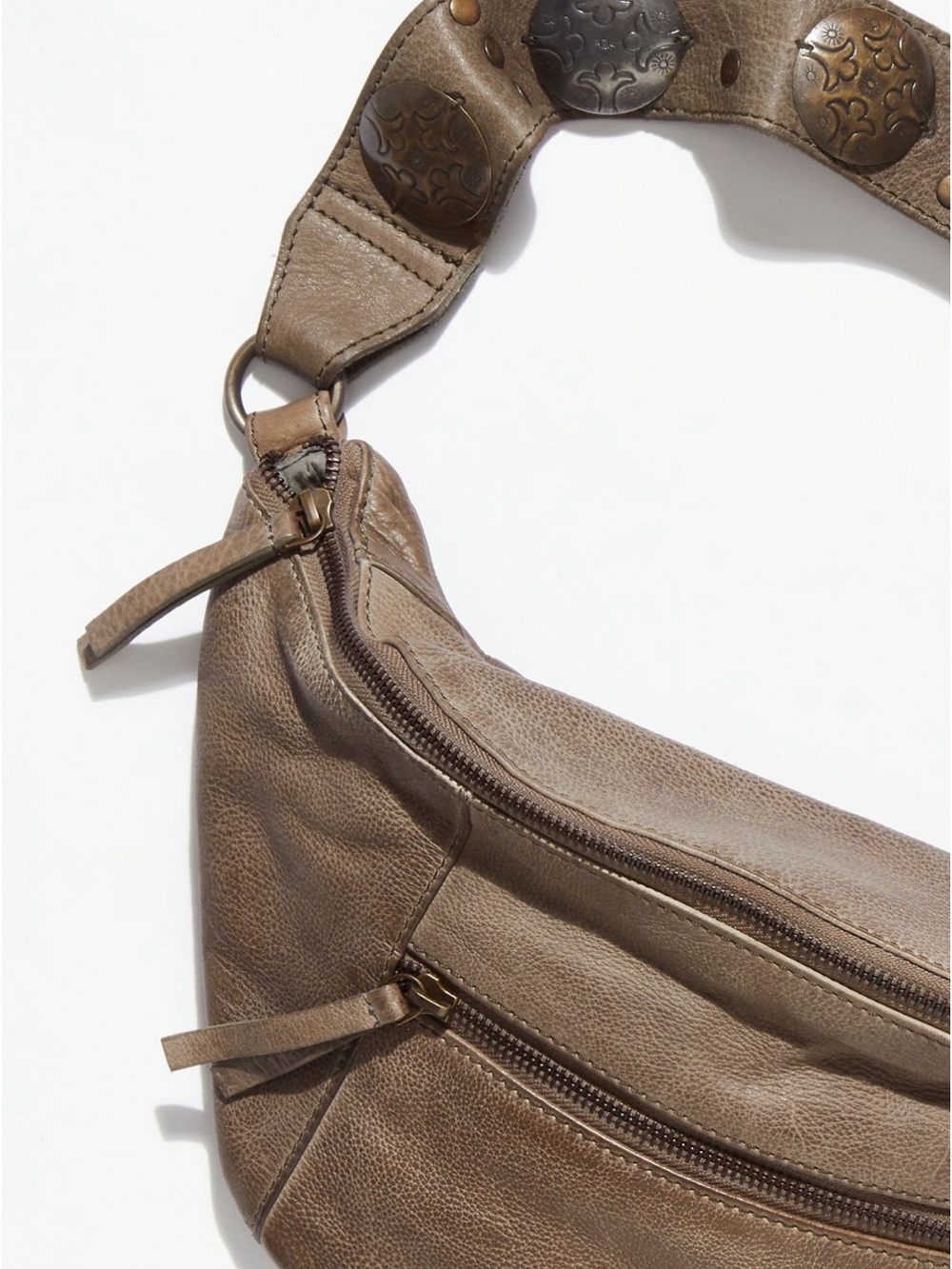 Free People Wilder Embellished Leather Sling Bag Crossbody Frozen Earth - Picture 4 of 14